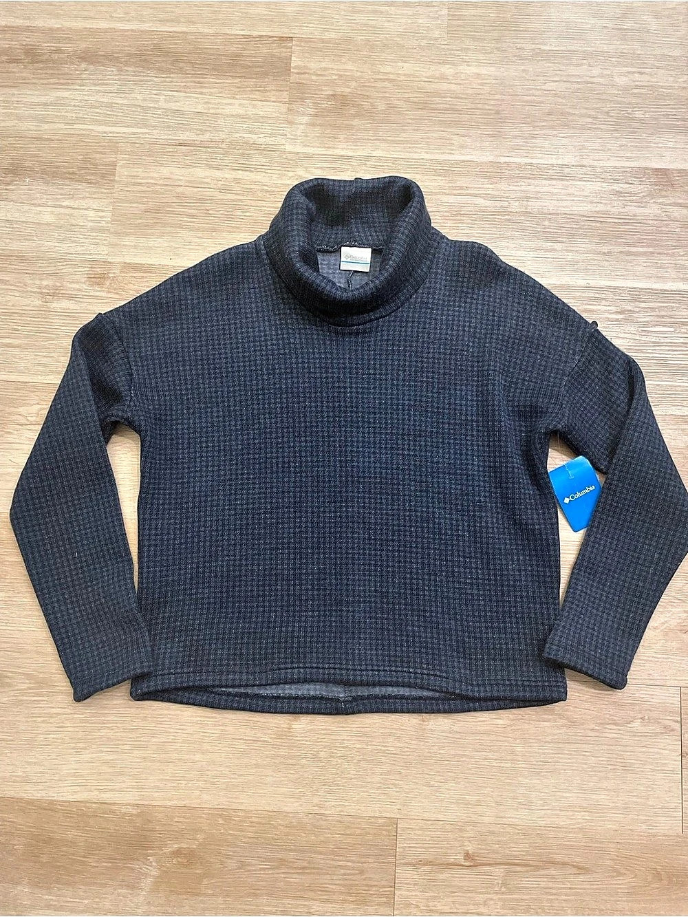 NWT Columbia Womens Chillin Fleece Pullover Cowl Neck Sweater Houndstooth L